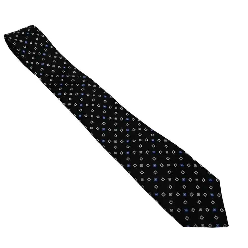 Umo Lorenzo Italy Classic Tie Black Geometric Print 50